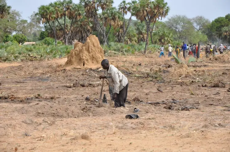 Koblague, travaux pour l’extension de la piste d’atterrissage (avril 2016)